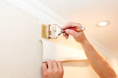Pose de papier peint à la Tour-en-Jarez — revêtements muraux et toiles de verre